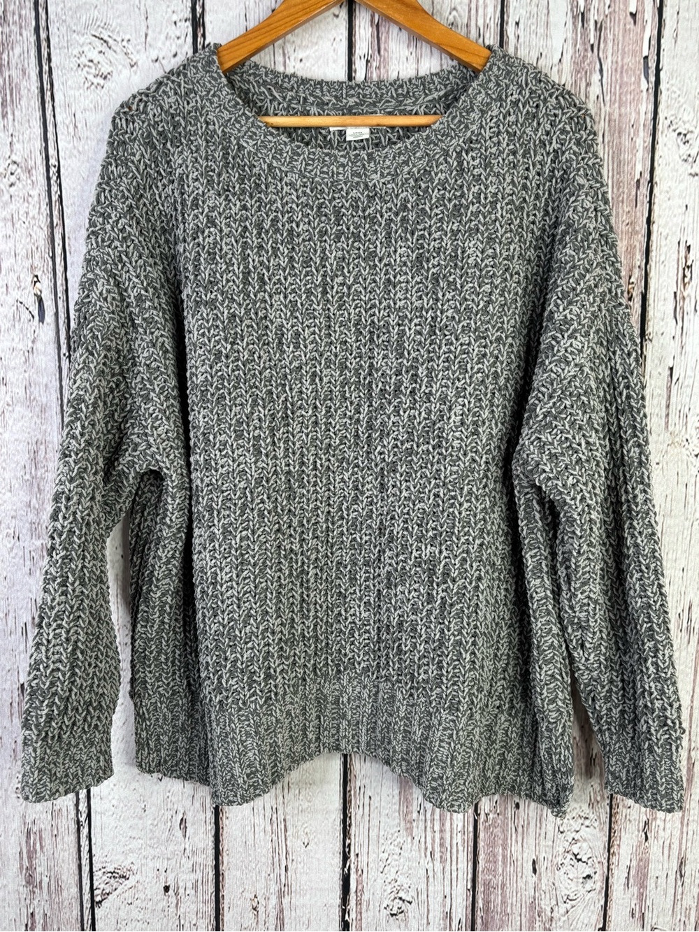 American Eagle Gray Grey Chunky Chenille Knit Poly Soft Sweater Small Pullover